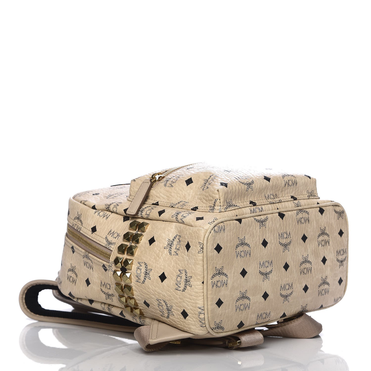 MCM Visetos Small Side Stud Stark Backpack Beige 3 of 10