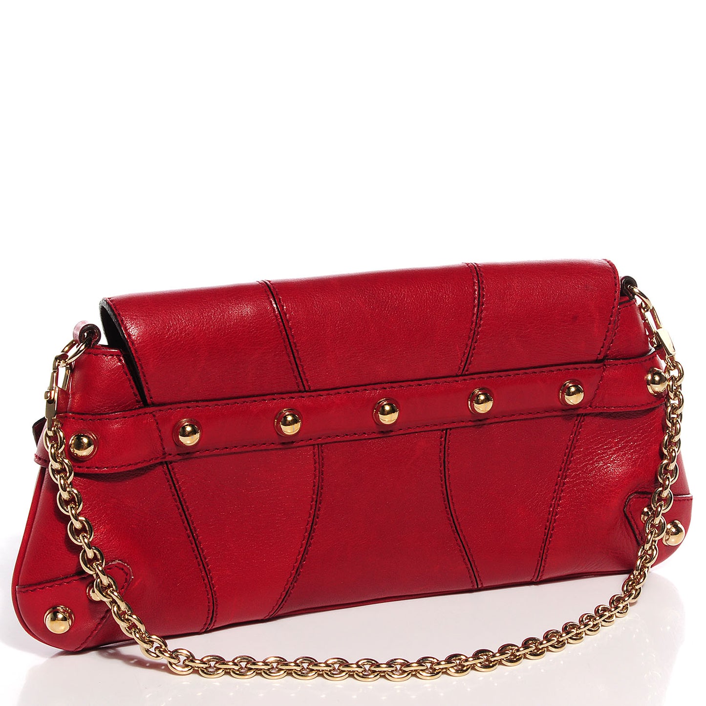 Calfskin Small Horsebit Chain Clutch Red