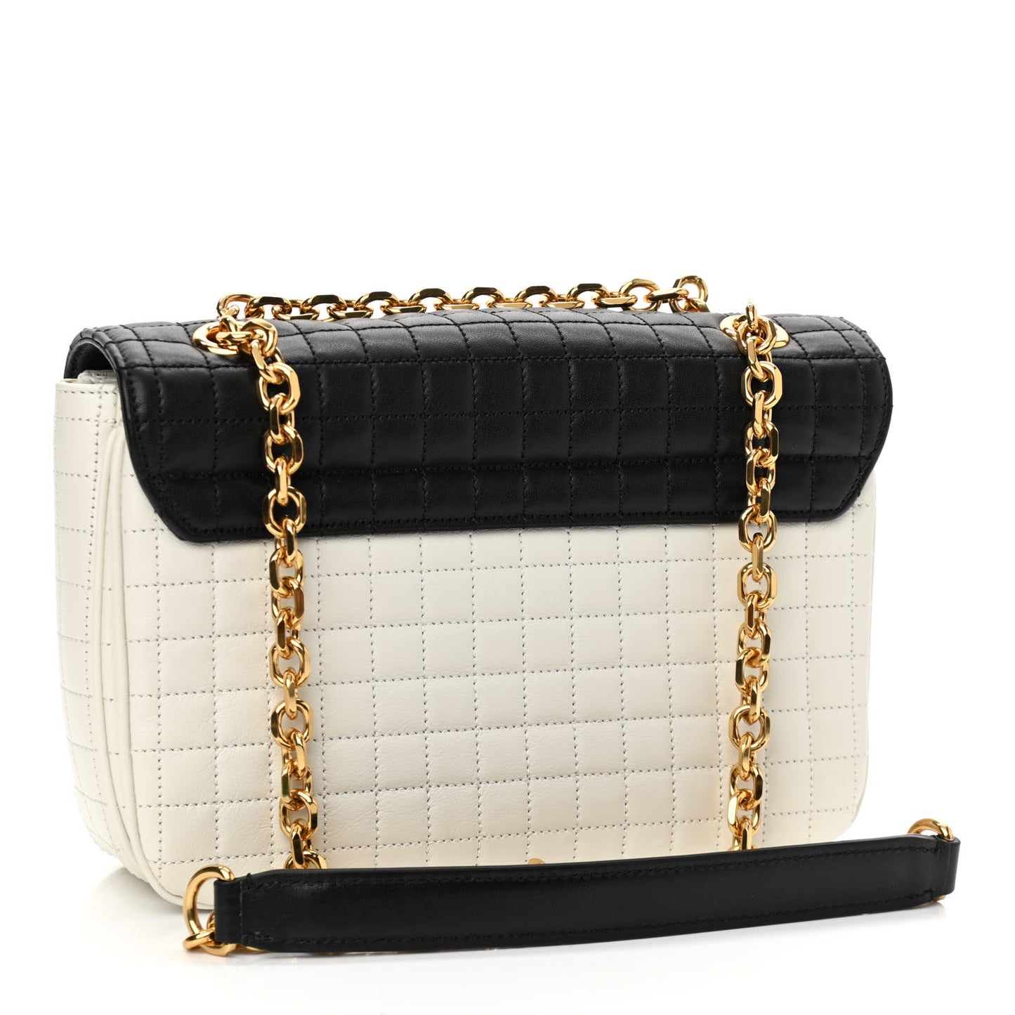 Calfskin Quilted Medium C Bag Black White