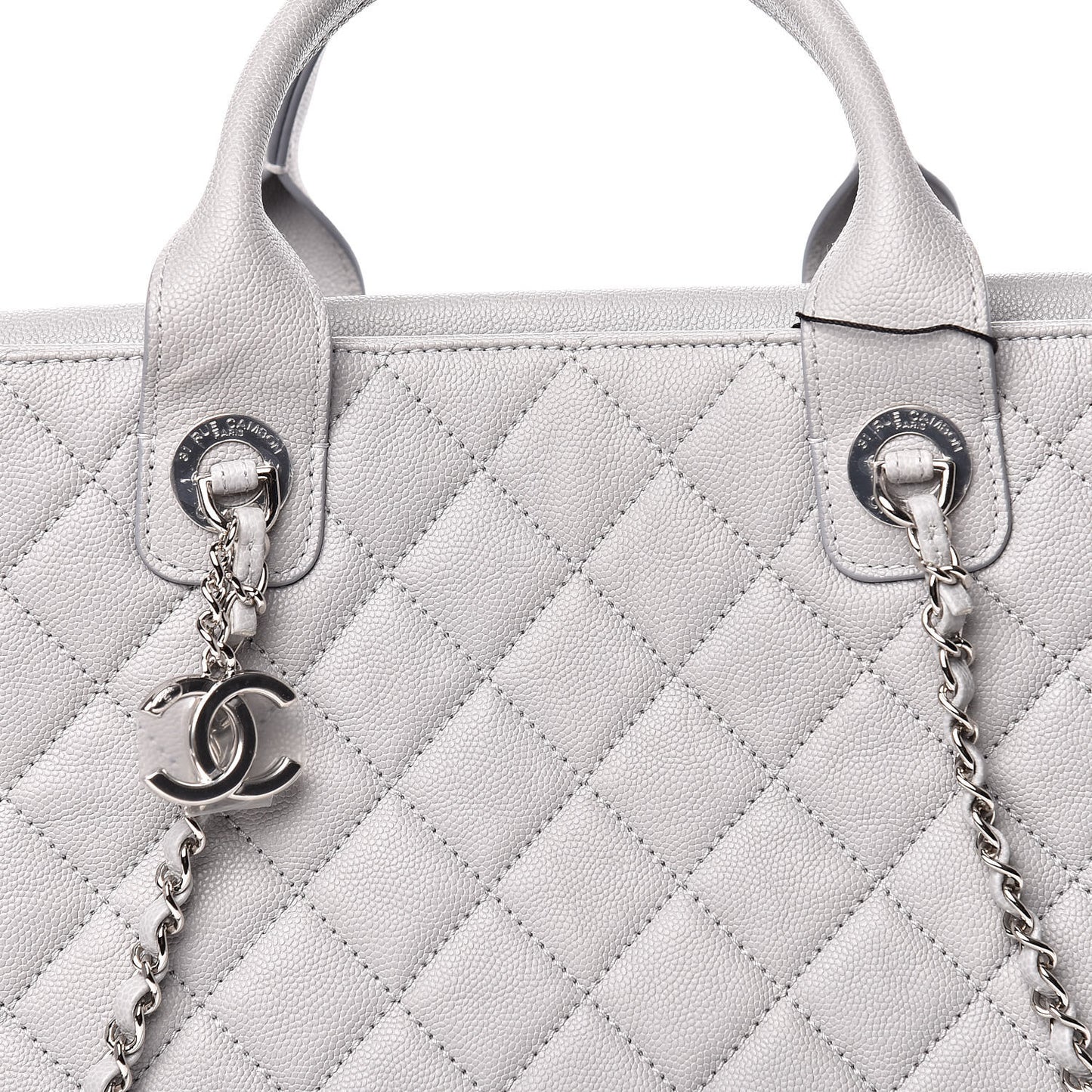 Caviar Quilted Large Urban Companion Top Handle Shopping Tote Grey