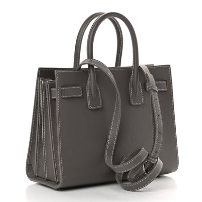 Saint Laurent Grained Calfskin Topstich Baby Sac De Jour Grey 4 of 10