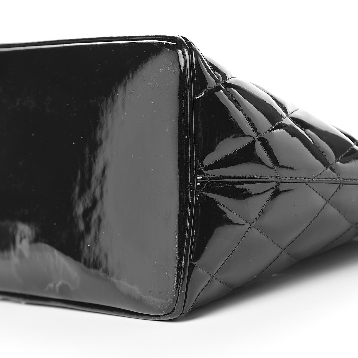 Patent Quilted Medallion Tote Black