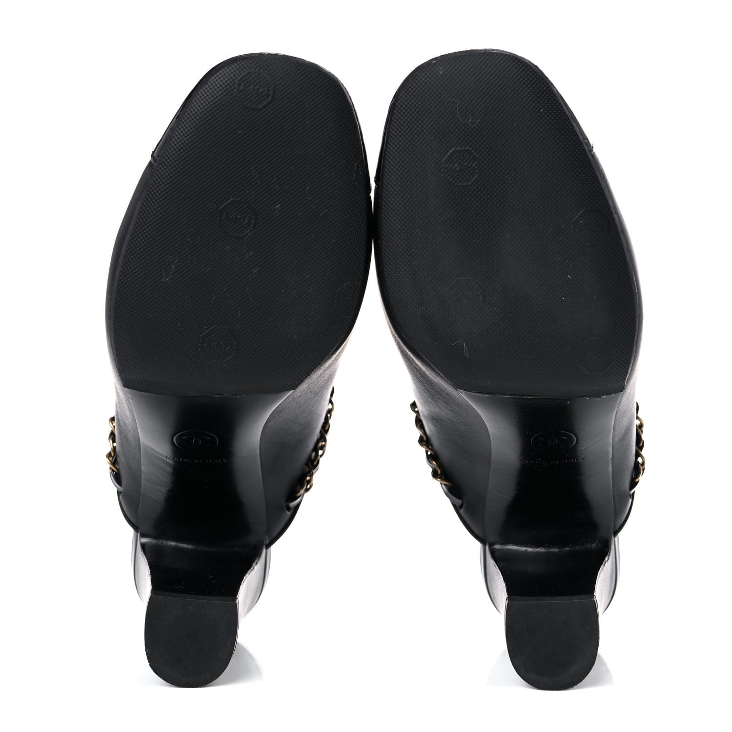 Chanel Calfskin Patent Cap Toe Chain Mule 35 Black 5 of 12