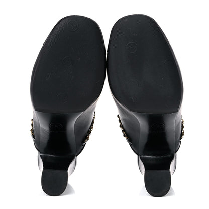 Chanel Calfskin Patent Cap Toe Chain Mule 35 Black 5 of 12