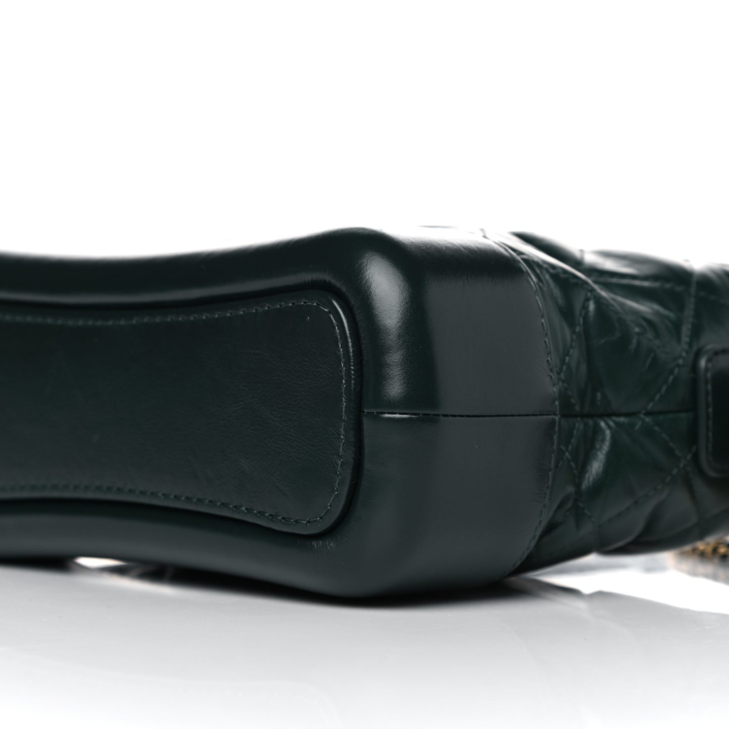 Aged Calfskin Quilted Small Gabrielle Hobo Dark Green