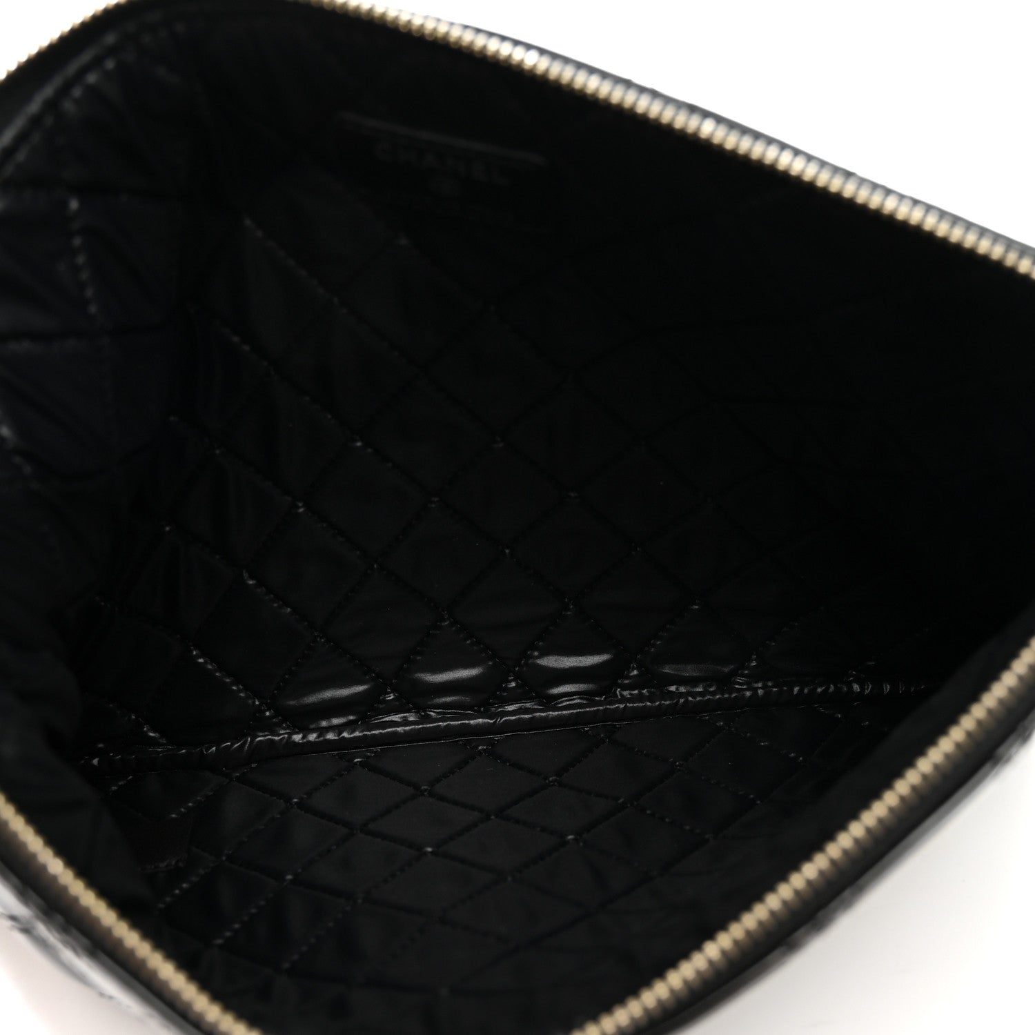 Chanel Patent Calfskin Double Stitch Quilted Cosmetic Case Black 6 of 9