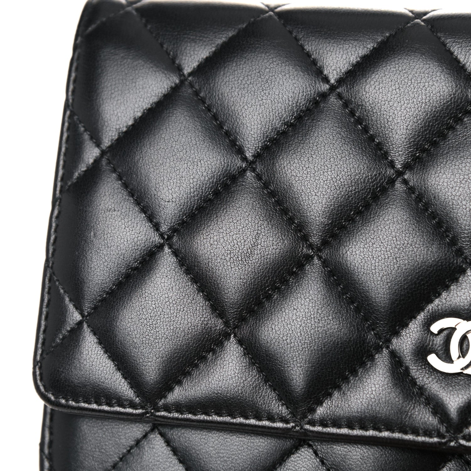 Chanel Lambskin Quilted Wallet On Chain WOC Black 15 of 15