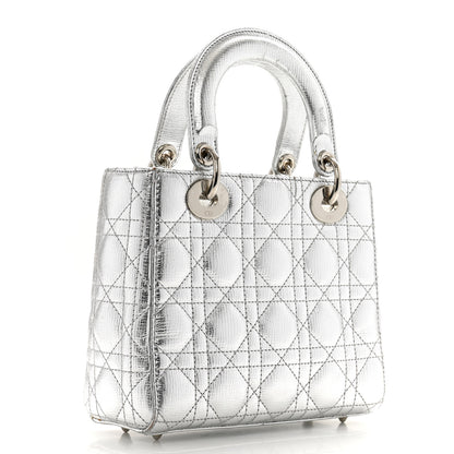 Christian Dior Metallic Grained Calfskin Cannage Small Lucky Badges My Lady Dior Silver 3 of 14