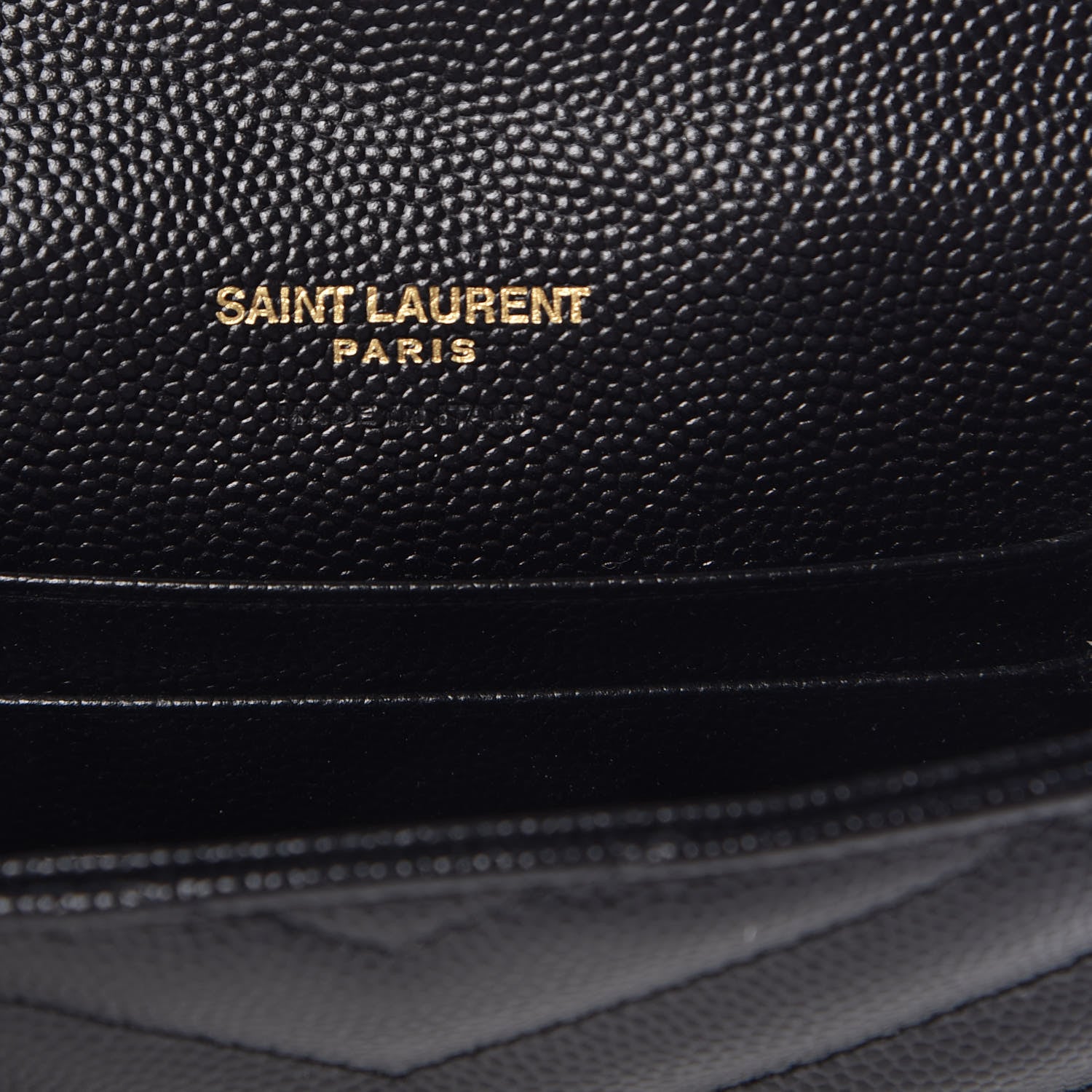 Saint Laurent Grain De Poudre Matelasse Chevron Small Monogram Envelope Wallet Black 6 of 7
