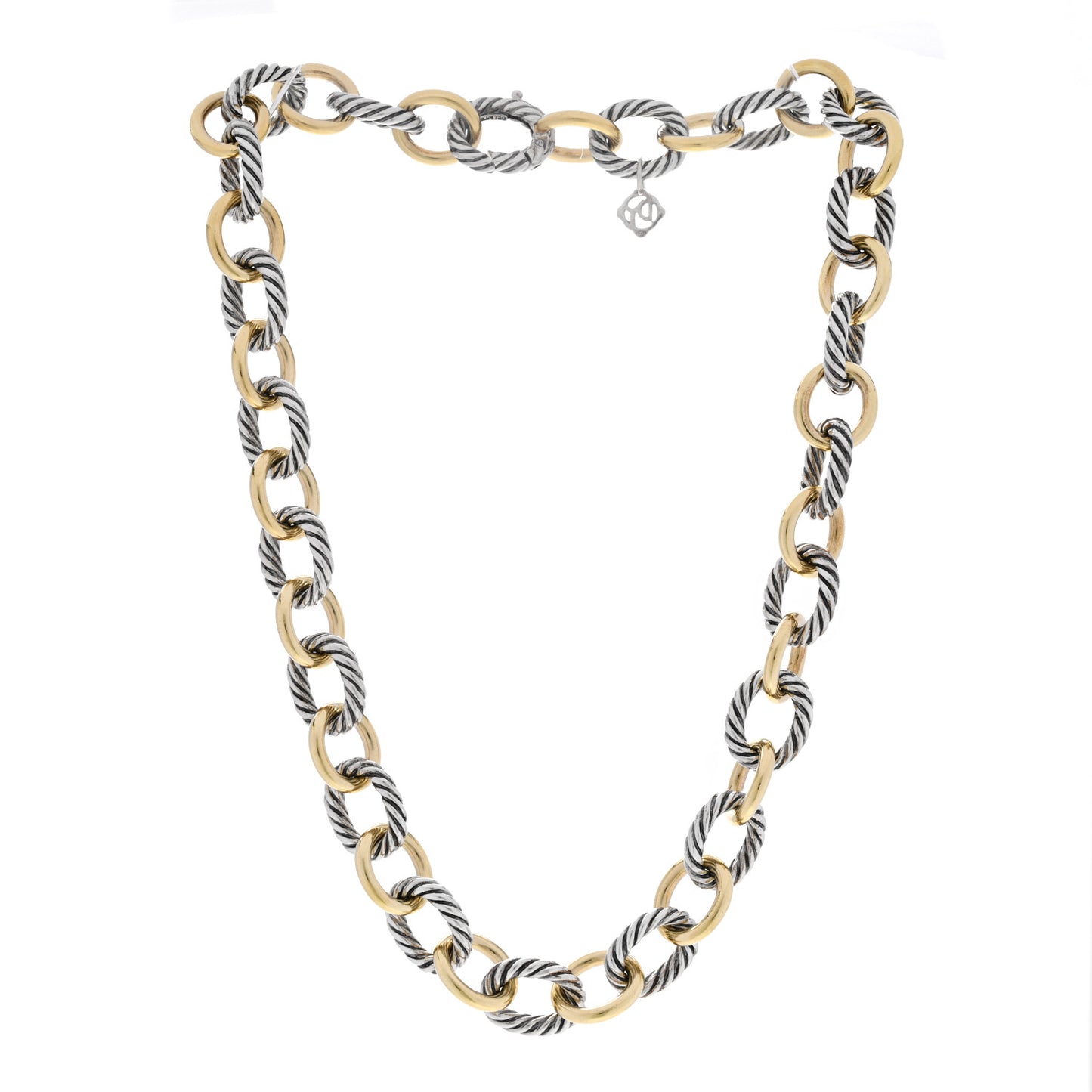 Sterling Silver 18K Yellow Gold 12mm Large Oval Link Necklace
