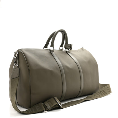 Louis Vuitton Grained Calfskin Aerogram Keepall Bandouliere 50 Khaki 2 of 10