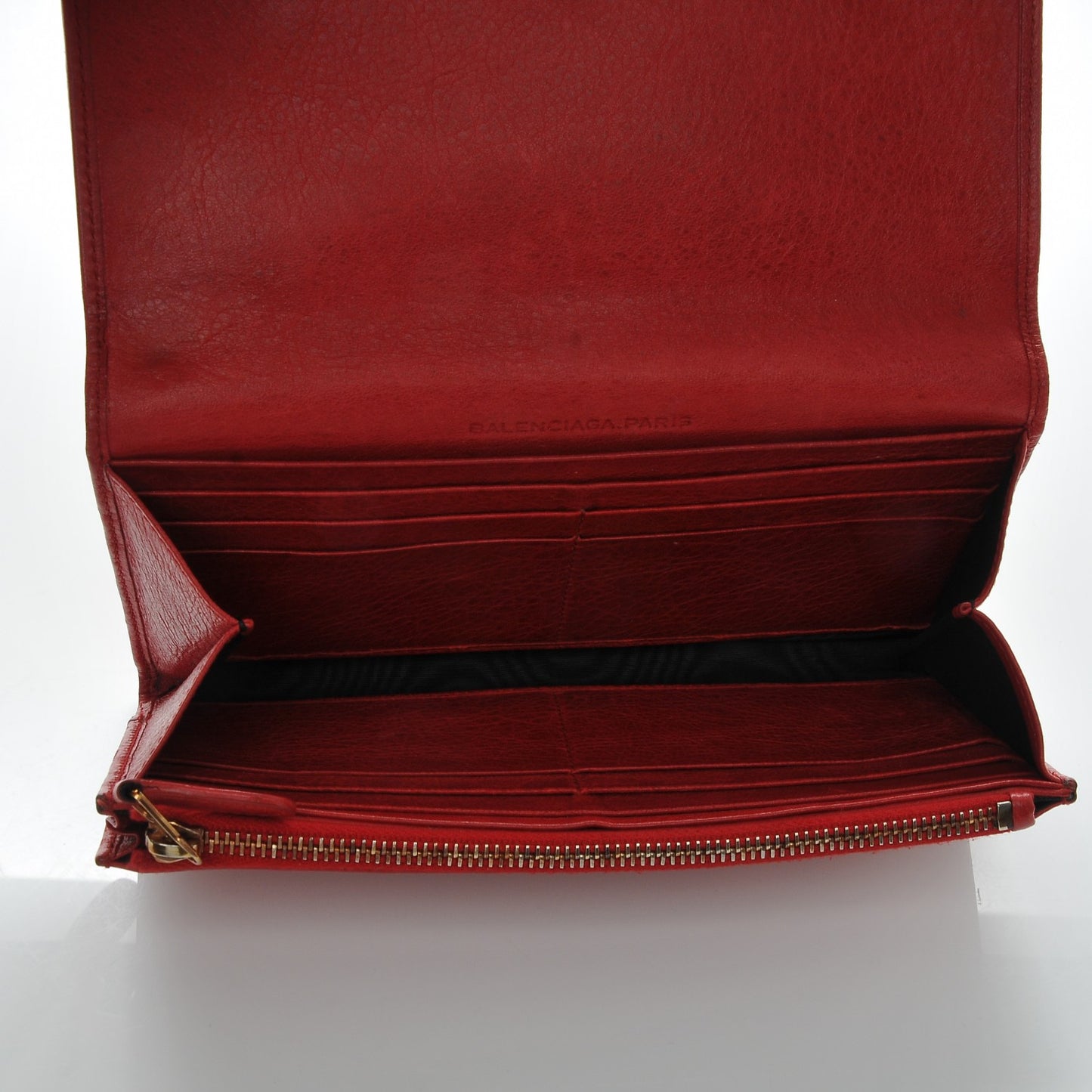 Agneau Giant 12 Gold Hardware Money Wallet Rouge Coquelicot