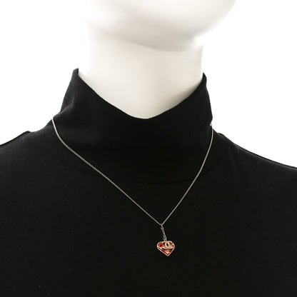 Chanel Enamel Heart CC Charm Necklace Gold 2 of 5