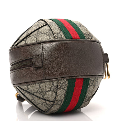 Gucci GG Supreme Monogram Textured Dollar Calfskin Web Mini Ophidia Basketball Shaped Shoulder Bag Beige Ebony New Acero 4 of 10