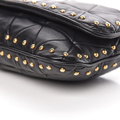 Miu Miu Nappa Quilted Studded Flap Clutch Black 8 of 10