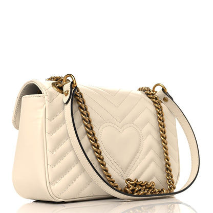 Gucci Calfskin Matelasse Small GG Marmont Shoulder Bag White 3 of 10