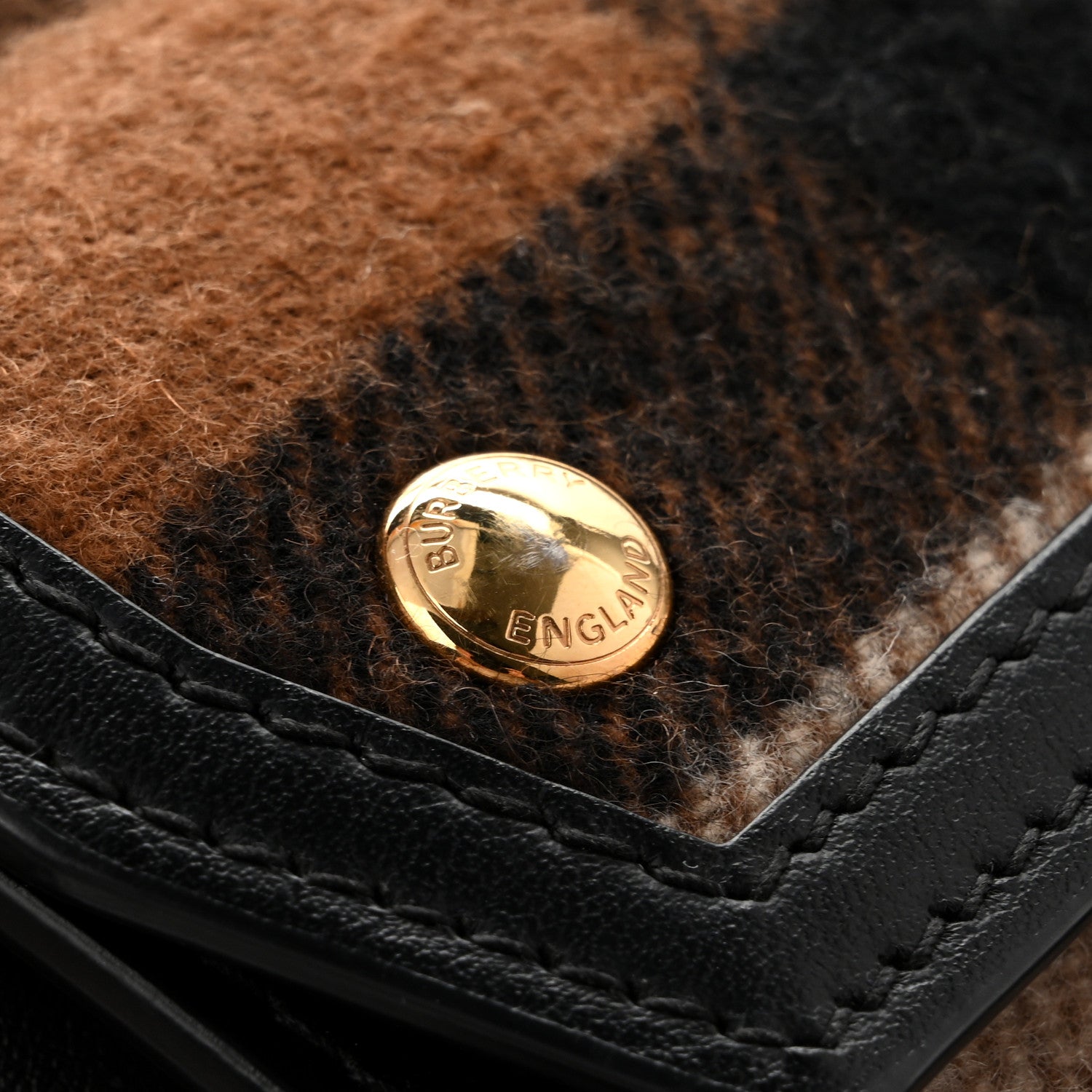 Burberry Smooth Calfskin Cashmere Check Mini Pocket Bag Brown 14 of 14