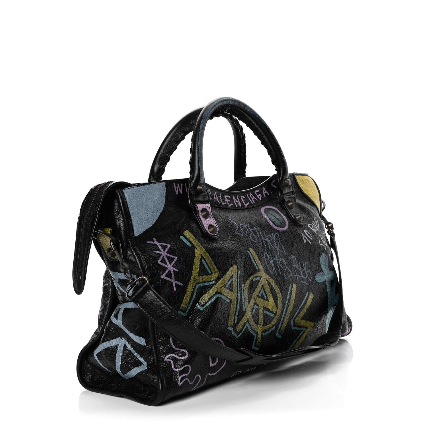 Balenciaga Agneau Graffiti All Over Classic Hardware City Black Multicolor 3 of 8