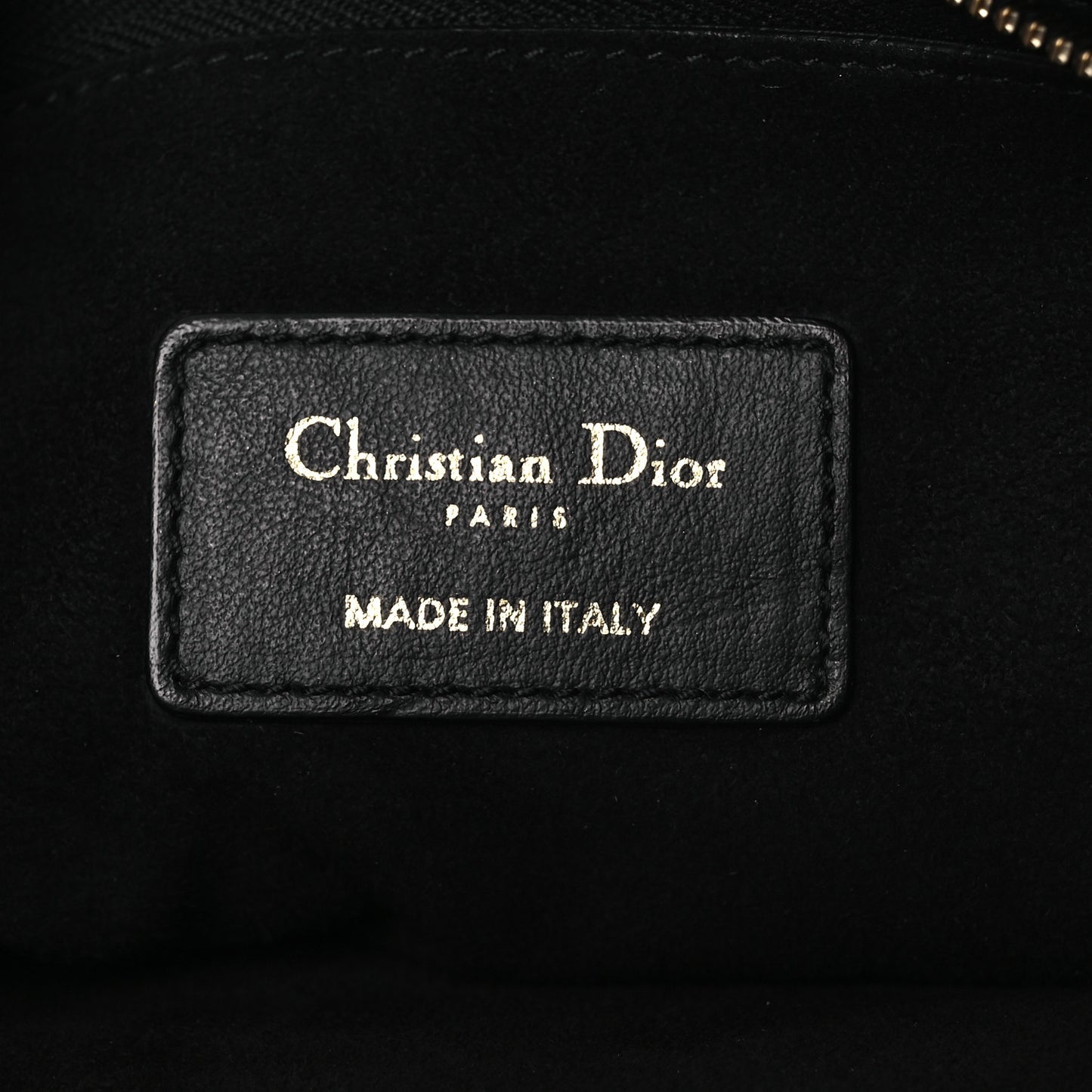 Calfskin Medium Diordouble Zip Pouch Black
