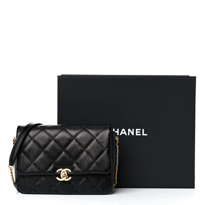 Chanel Shiny Caviar Quilted Small Chain Melody Flap Black 10 of 10