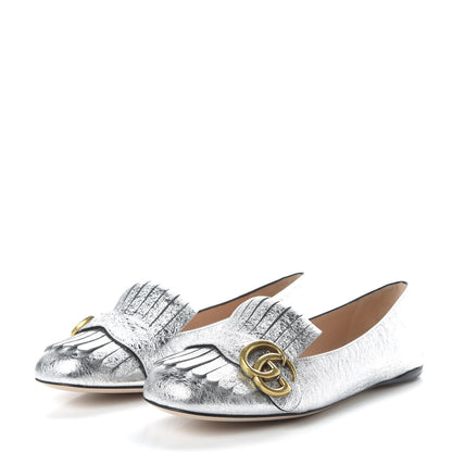 Gucci Galassia GG Marmont Fringe Flats 37.5 Argento 3 of 10