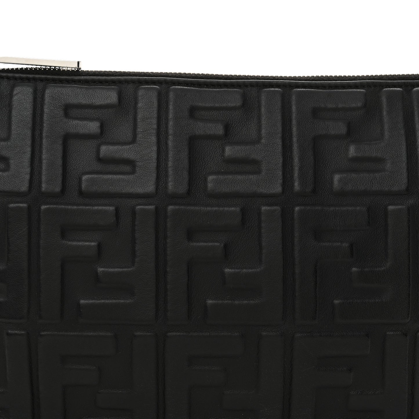 Vitello Grace FF 1974 Embossed Flat Pouch Black