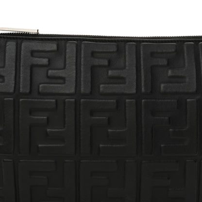 Fendi Vitello Grace FF 1974 Embossed Flat Pouch Black 8 of 12