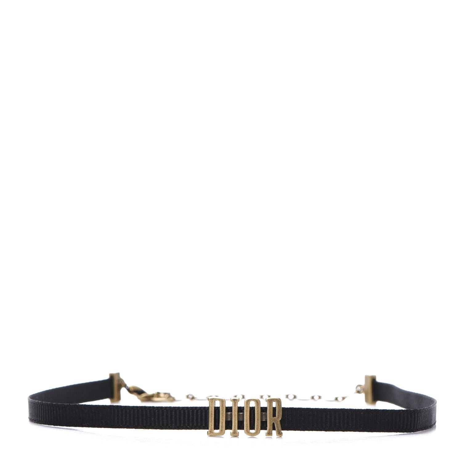 Christian Dior Grosgrain Ribbon Dior Logo Choker Necklace Black 1 of 7