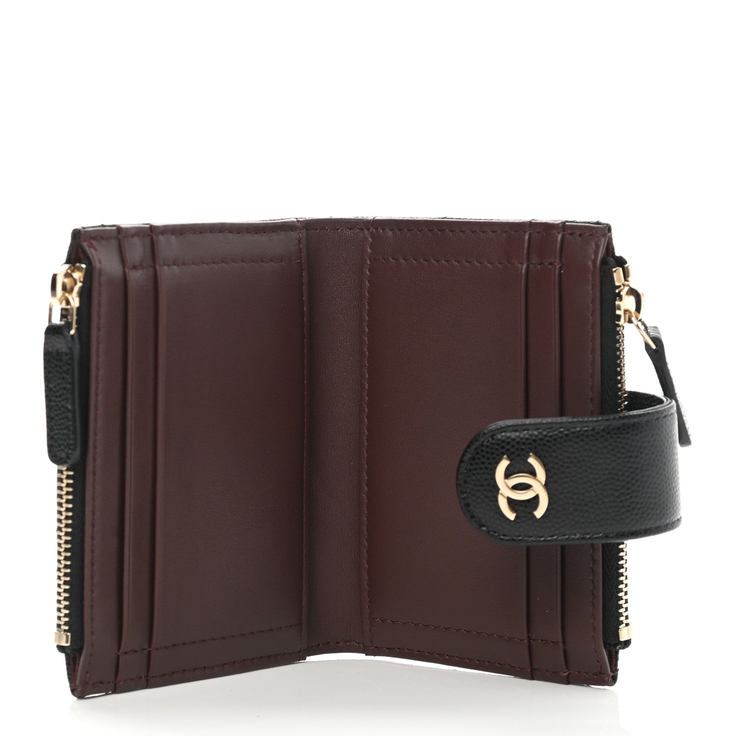 Chanel Caviar Quilted Compact Zipped Pocket Wallet Black 5 of 9