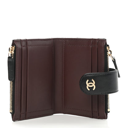 Chanel Caviar Quilted Compact Zipped Pocket Wallet Black 5 of 9