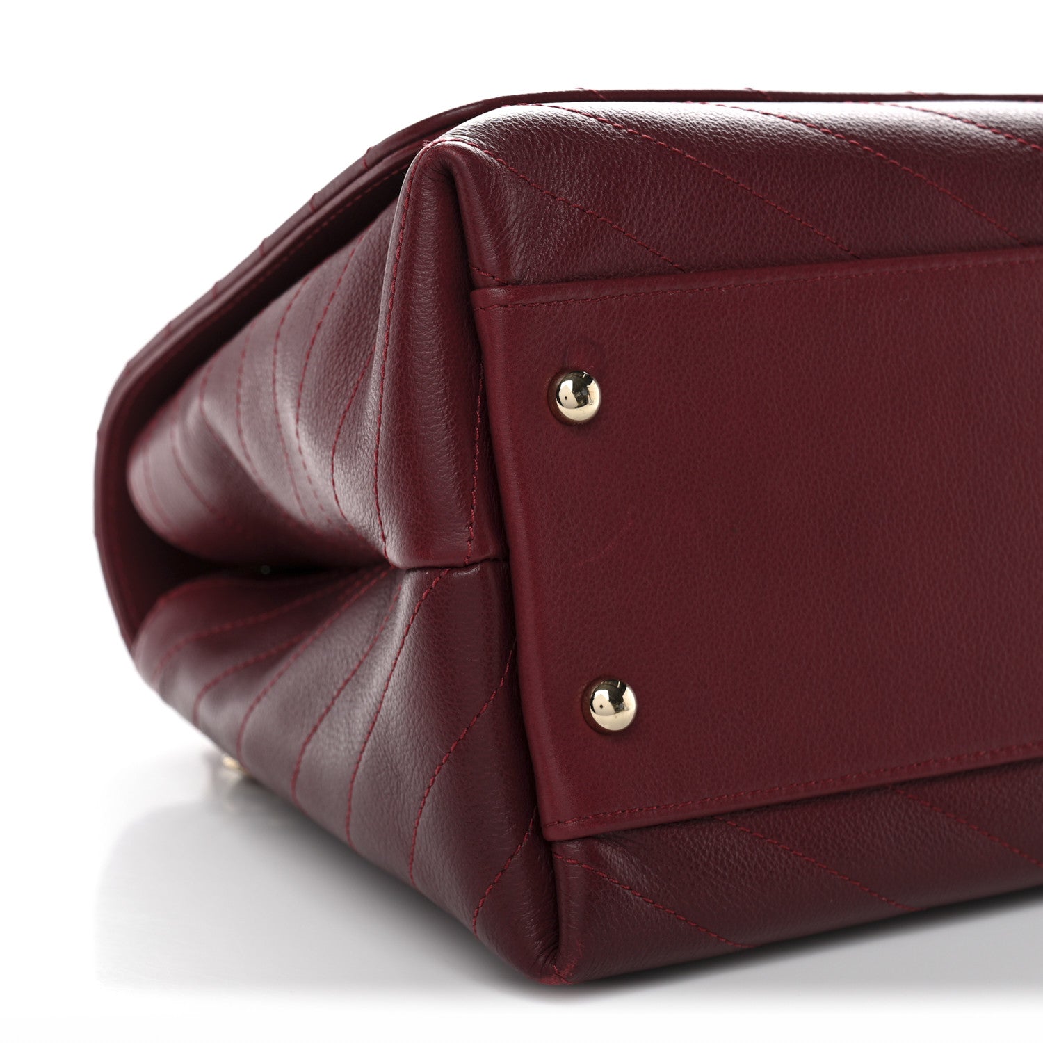 Chanel Grained Calfskin Stitched Chevron Medium Chic Top Handle Flap Red 9 of 11
