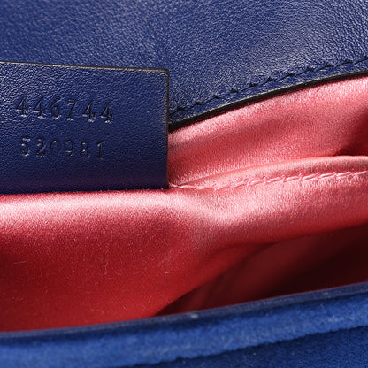 Gucci Velvet Matelasse Mini GG Marmont Shoulder Bag Cobalt Blue 6 of 16