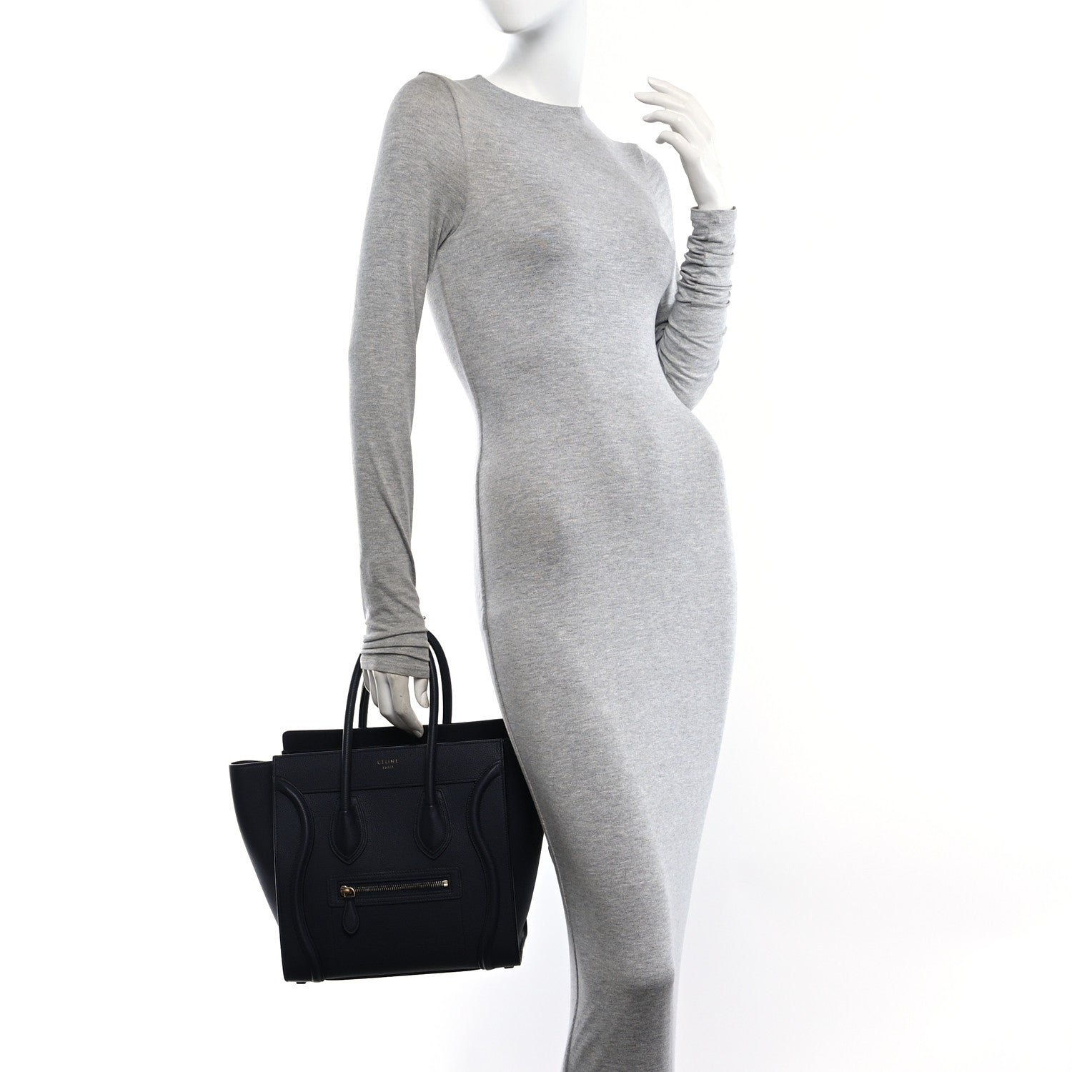 Celine Drummed Calfskin Micro Luggage Black 2 of 10