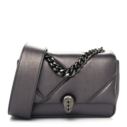 Bulgari Metallic Calfskin Matelasse Mini Serpenti Cabochon Crossbody Bag Gray 1 of 11