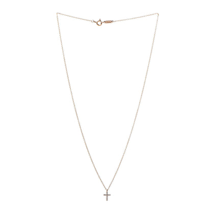 Tiffany 18K Rose Gold Diamond Mini Cross Pendant Necklace 3 of 6