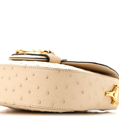 Gucci Ostrich Medium Horsebit 1955 Shoulder Bag White 10 of 12