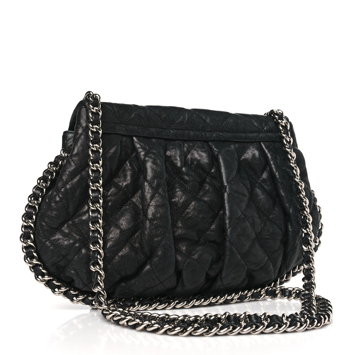 Chanel Washed Lambskin Quilted Chain Around Flap Black 3 of 9