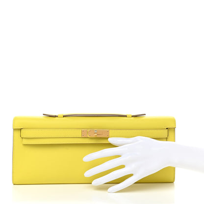 Hermes Swift Kelly Cut Clutch Pochette Lime 2 of 8