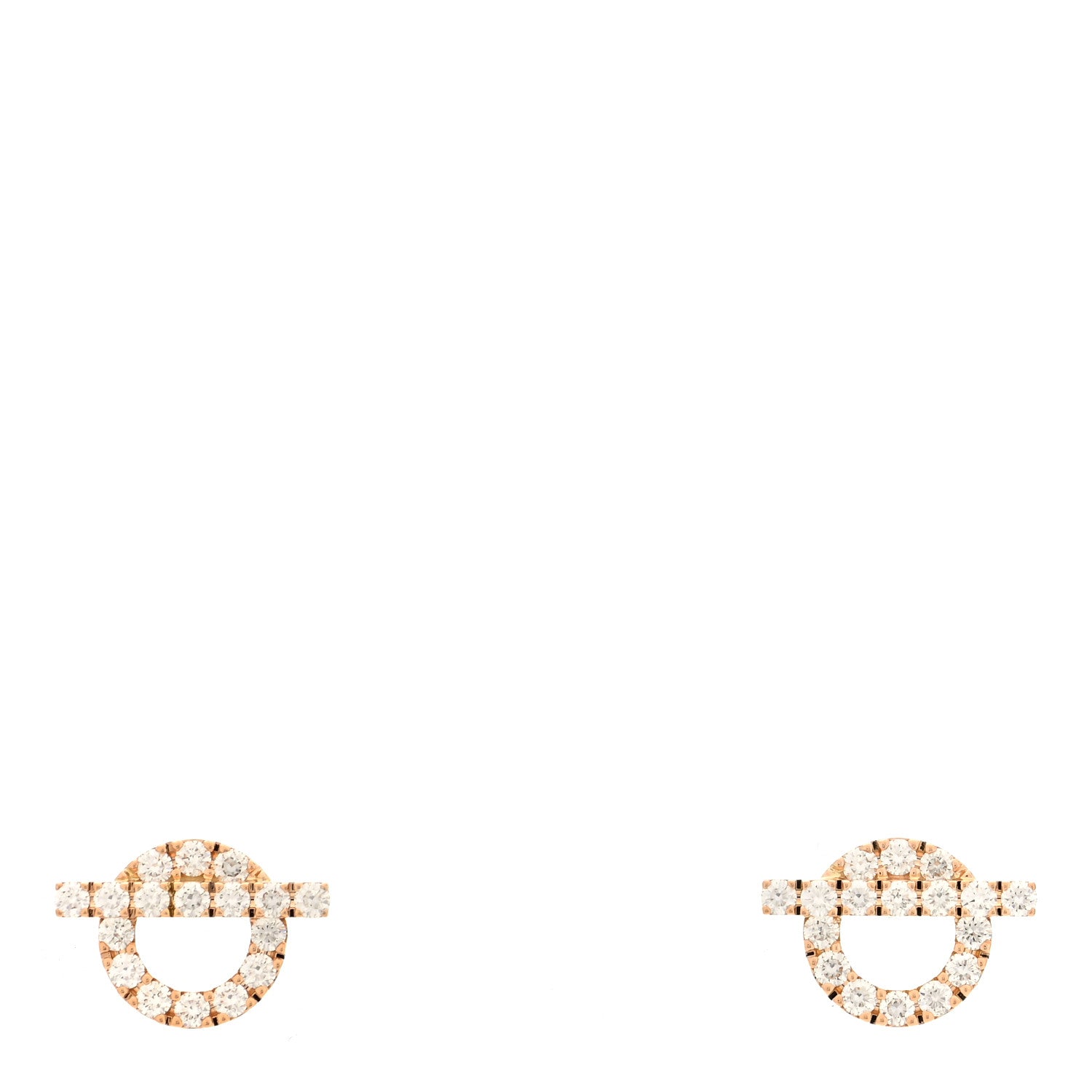Hermes 18K Rose Gold Diamond Finesse Earrings 1 of 5