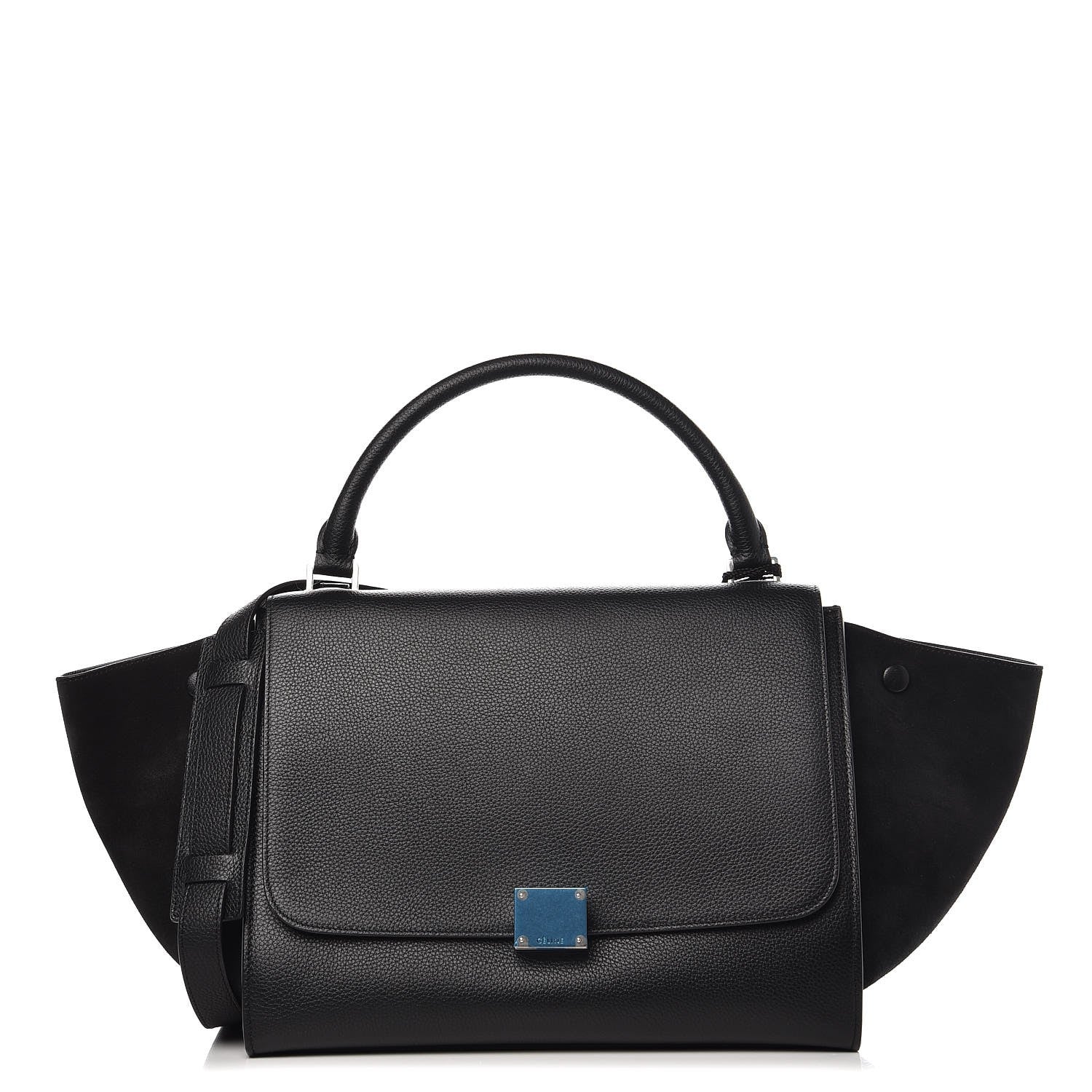Celine Drummed Calfskin Suede Medium Trapeze Black 1 of 6