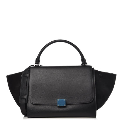 Celine Drummed Calfskin Suede Medium Trapeze Black 1 of 6