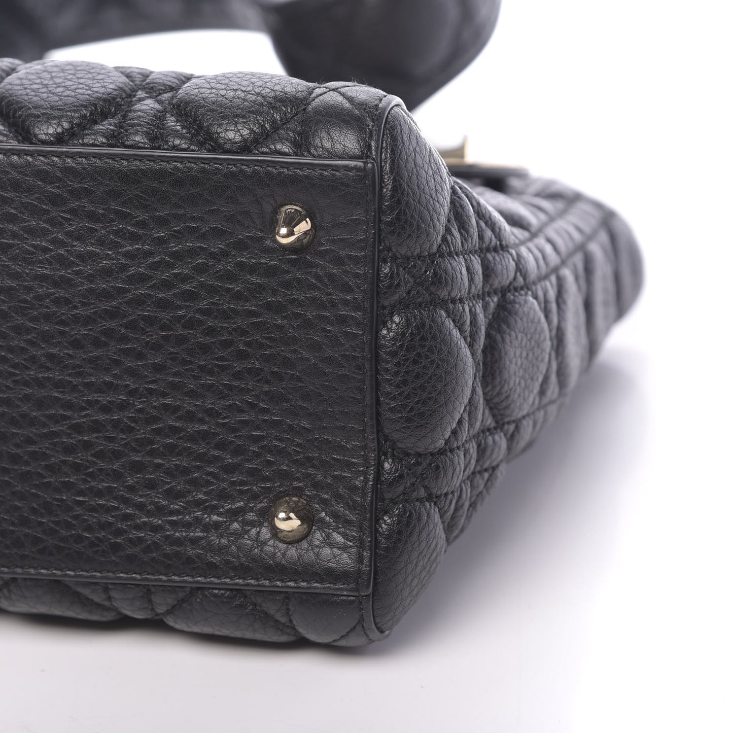 Grained Calfskin Cannage Medium Supple Lady Dior Black