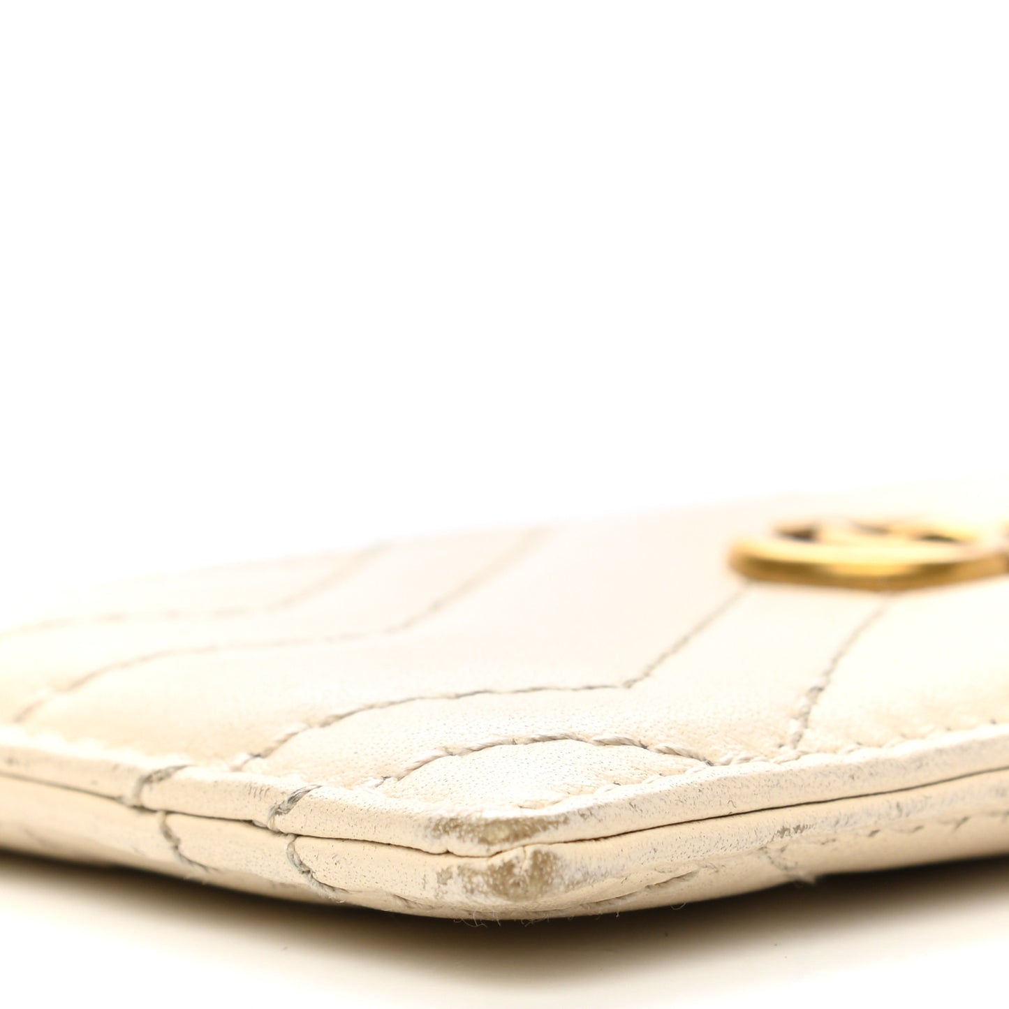 Calfskin Matelasse GG Marmont Card Holder White