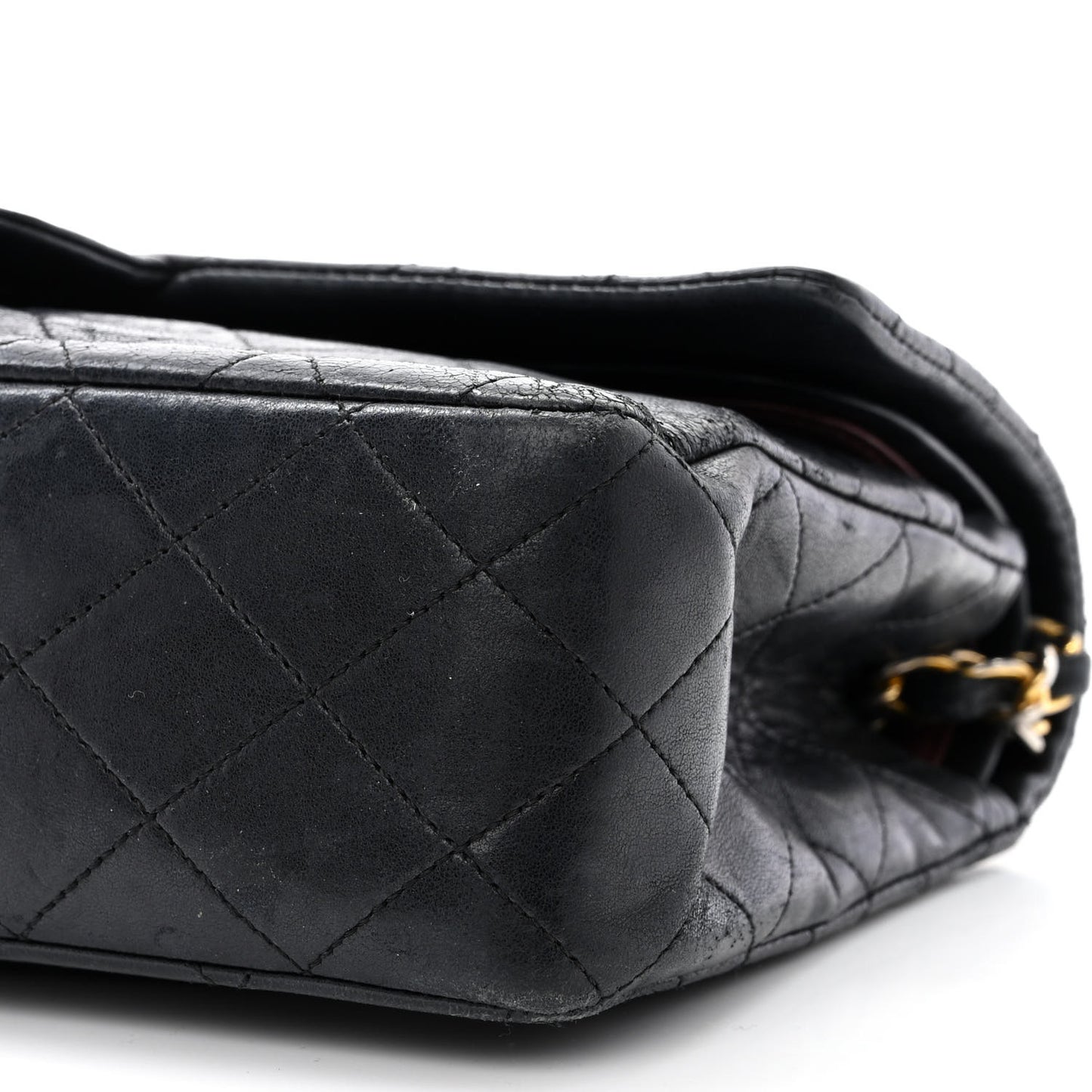 Lambskin Quilted Medium Double Flap Black