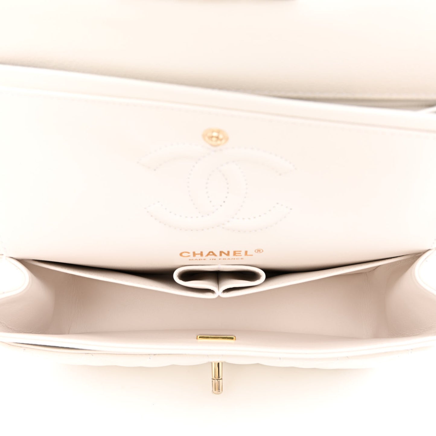 Caviar Quilted Small Double Flap White