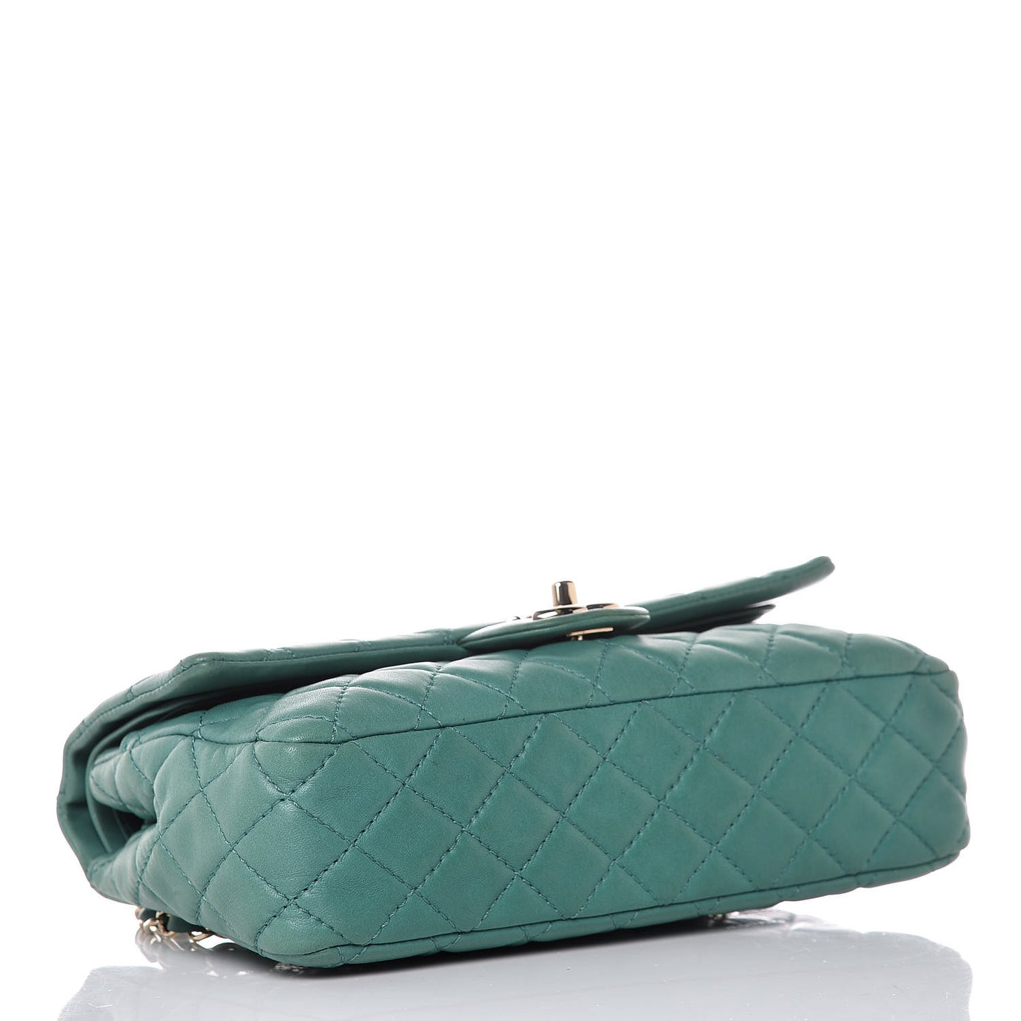 Lambskin Quilted Medium Double Flap Green