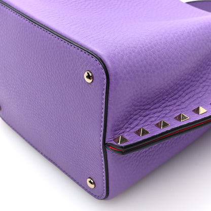 Valentino Garavani Pebbled Calfskin Small Rockstud Crossbody Tote Purple 9 of 9
