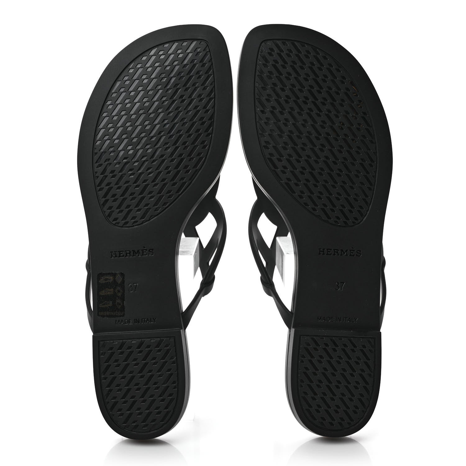 Hermes Rubber Womens Egerie Sandals 37 Black 5 of 7