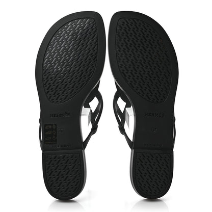 Hermes Rubber Womens Egerie Sandals 37 Black 5 of 7