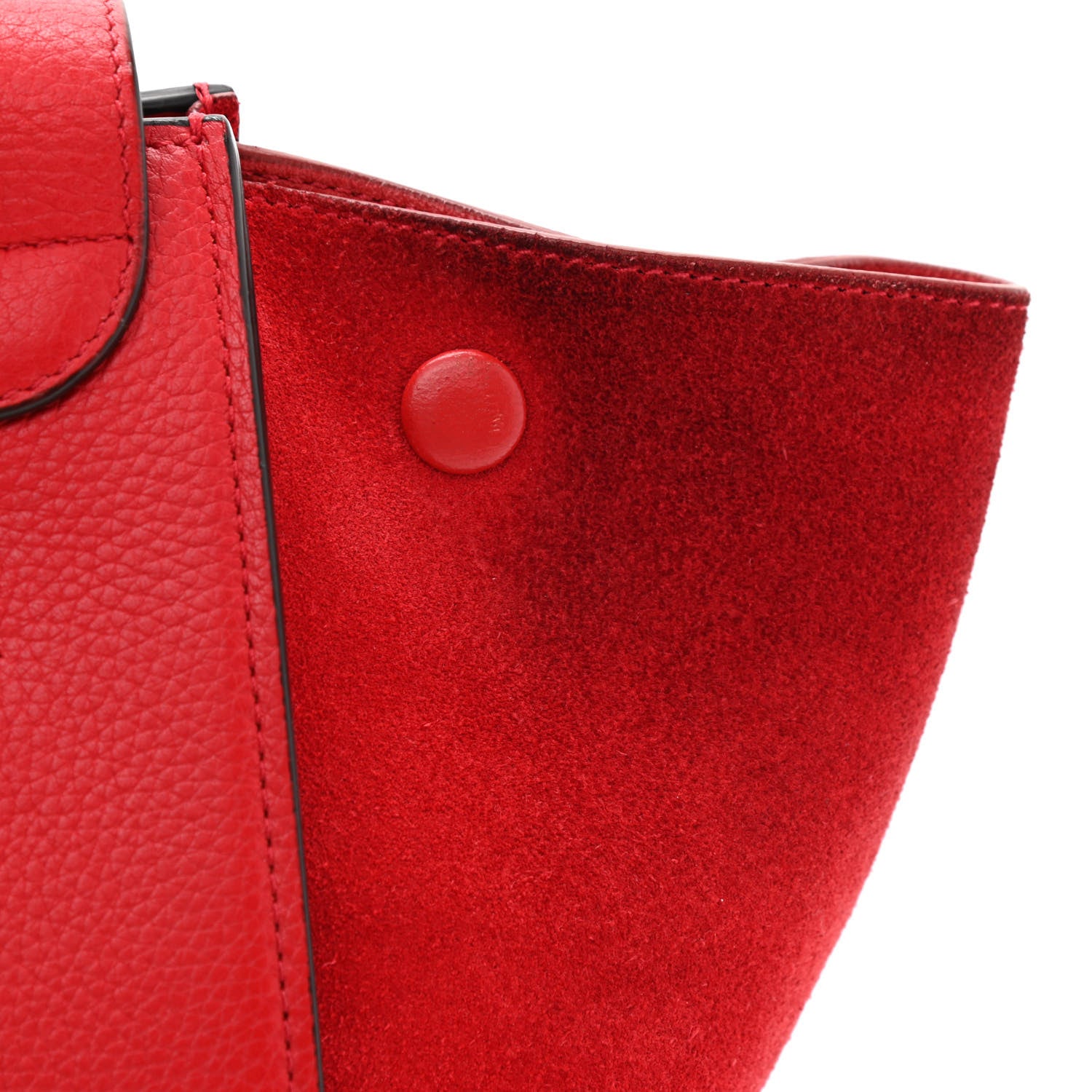 Celine Drummed Calfskin Suede Small Trapeze Coquelicot 13 of 13